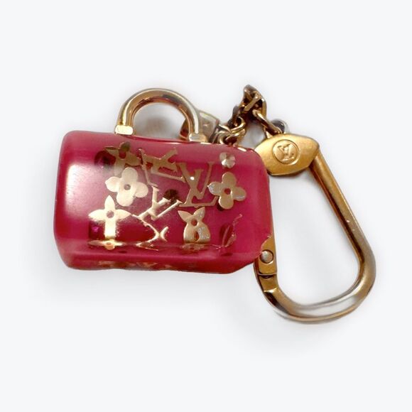 Louis Vuitton Bag Charm Pink Gold Pomme D’Amour Inclusion Speedy Keychain Auth - Picture 1 of 16